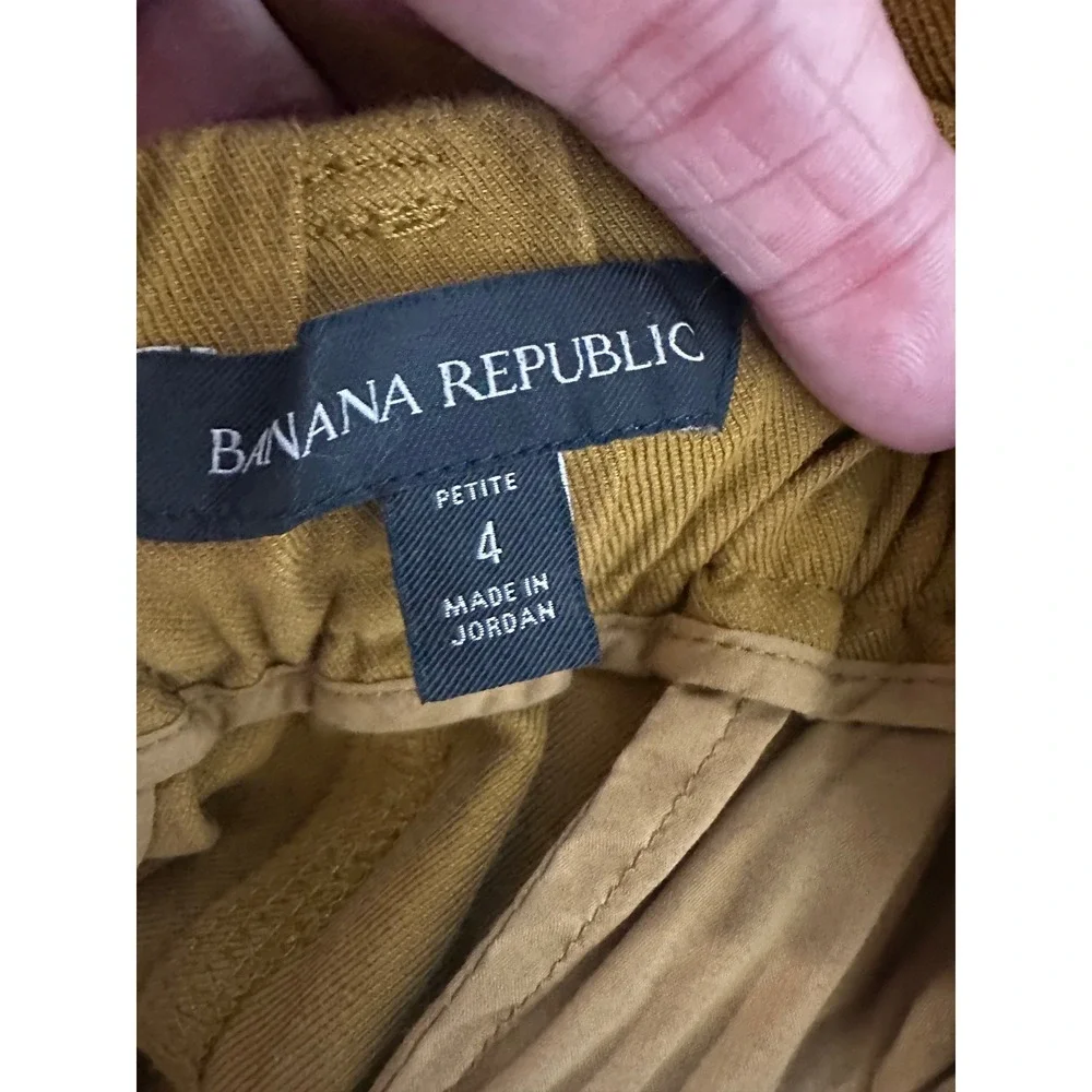 Banana Republic Petite 4 Tencel Linen Cargo Pants Mustard Yellow Belted Utility